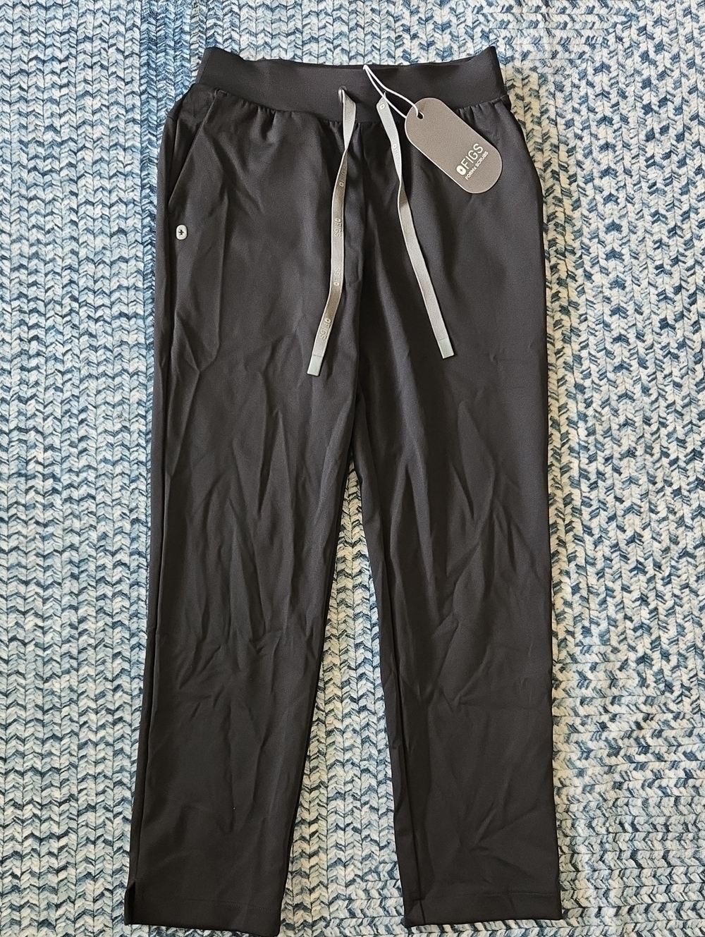 Figs Tena Slim Black Joggers with Grey Drawstrings NWT